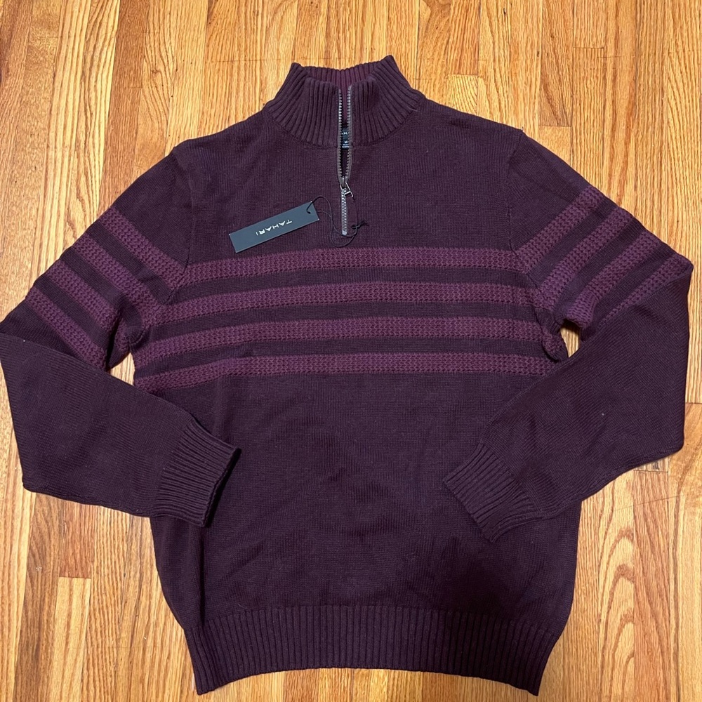 Tahari Men's 100% Cotton 1/4 Zip Sweater NWT